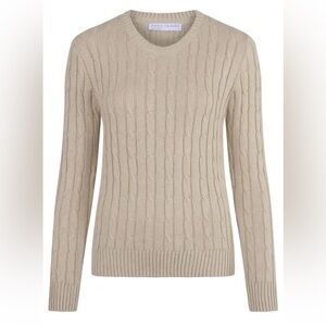 Paul James Cable Knit‎ Sweater Jumper Beige Preppy Academia British Heritage
